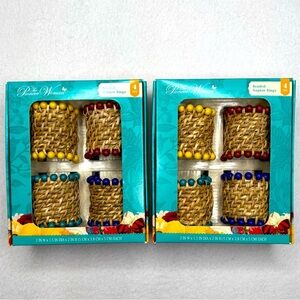 Beaded Rattan Napkin Rings Set of 8 / 2 Boxes Pioneer Woman New boho bohemian